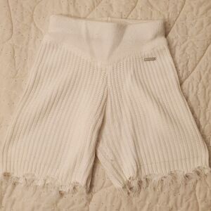 Maniere De Voir Beige Knit Women Shorts